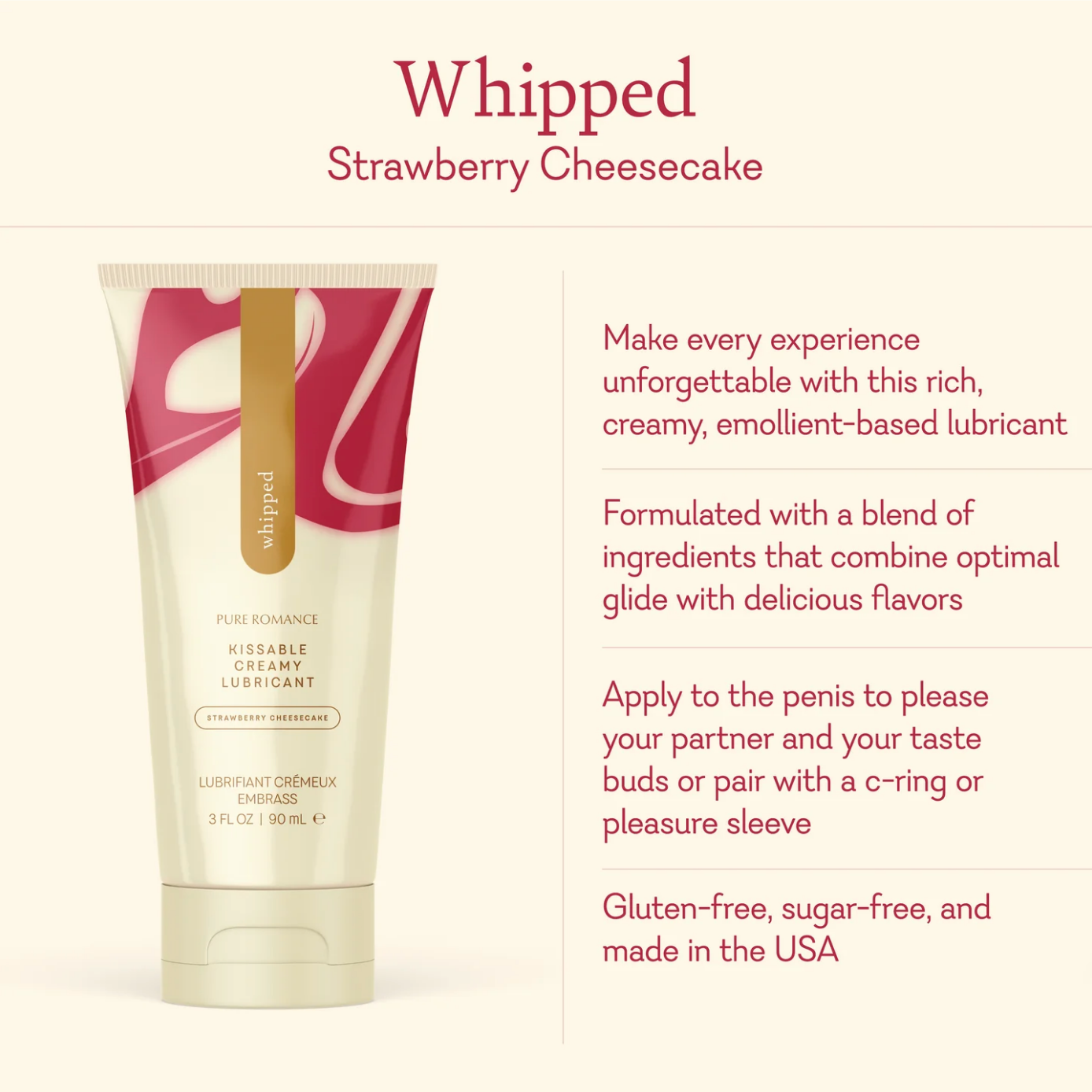 Creamy Edible Lubricant (Whipped) - Strawberry Cheesecake